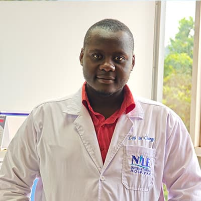 Mr. Ssembuya Moses, Laboratory In-charge at Nile International Hospital, Jinja